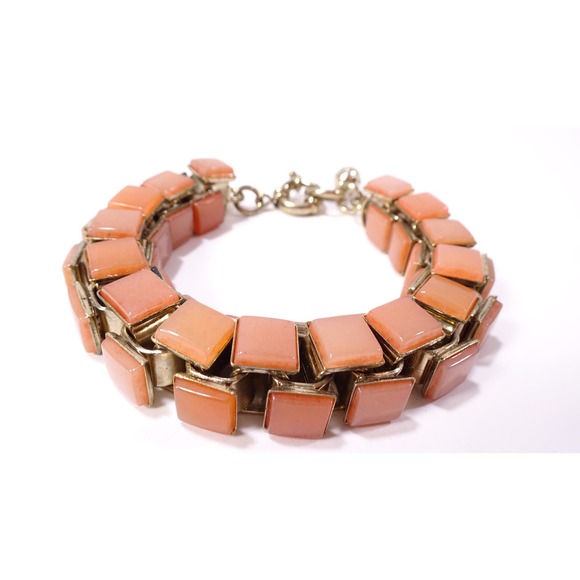 Neiman Marcus Women's Chunky Tile Box Link Bracelet Carmel NWT 240 - Picture 3 of 7